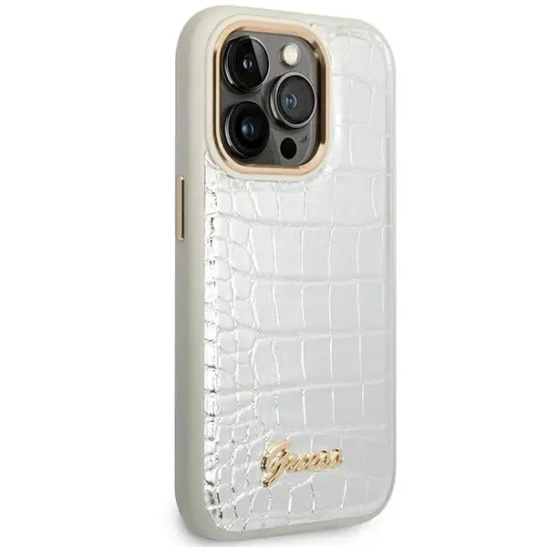 Guess Croco Collection case for iPhone 14 Pro 6.1’’ - silver - Cell phone cases and covers<<<HurtelXML