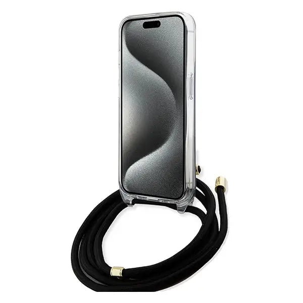 Guess Crossbody Cord 4G Print case for iPhone 15 Pro Max - black - Cell phone cases and covers<<<HurtelXML