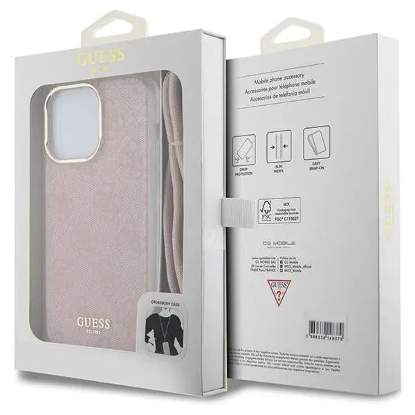 Guess Crossbody Cord 4G Print case for iPhone 15 Pro Max - pink - Cell phone cases and covers<<<HurtelXML