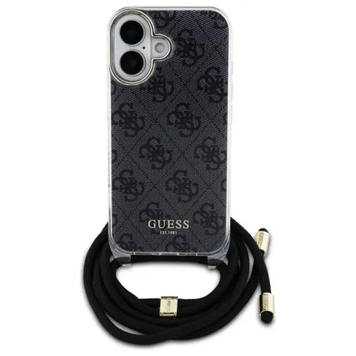 Guess Crossbody Cord 4G Print Case for iPhone 16 - Black - Cell phone cases and covers<<<HurtelXML
