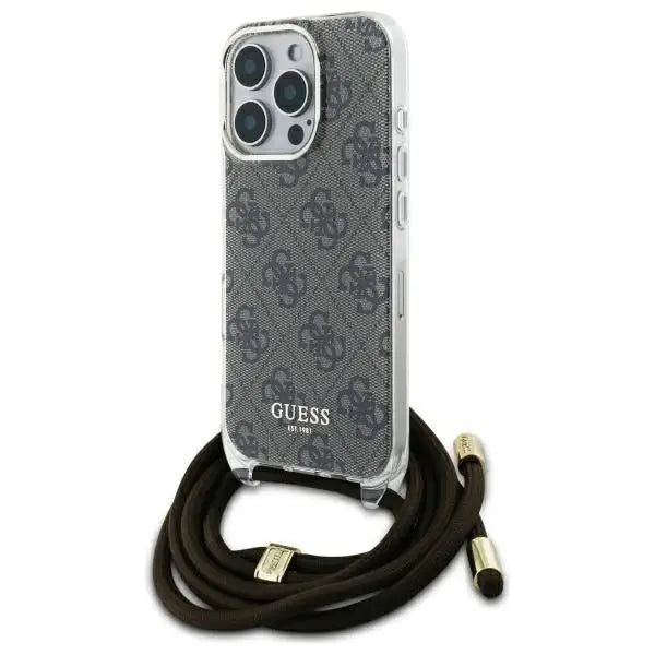 Guess Crossbody Cord 4G Print Case for iPhone 16 Pro - Brown - Cell phone cases and covers<<<HurtelXML