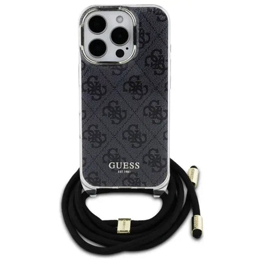 Guess Crossbody Cord 4G Print Case for iPhone 16 Pro Max - Black - Cell phone cases and covers<<<HurtelXML