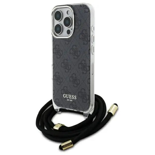 Guess Crossbody Cord 4G Print Case for iPhone 16 Pro Max - Black - Cell phone cases and covers<<<HurtelXML