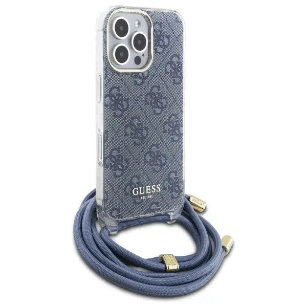 Guess Crossbody Cord 4G Print Case for iPhone 16 Pro Max - Blue - Cell phone cases and covers<<<HurtelXML