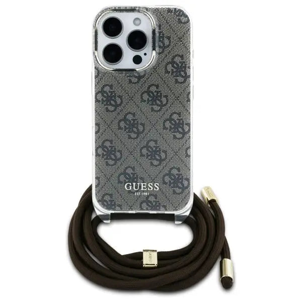 Guess Crossbody Cord 4G Print Case for iPhone 16 Pro Max - Brown - Cell phone cases and covers<<<HurtelXML