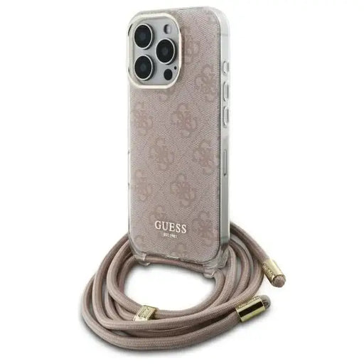 Guess Crossbody Cord 4G Print Case with Lanyard for iPhone 16 Pro - Pink - Cell phone cases and covers<<<HurtelXML