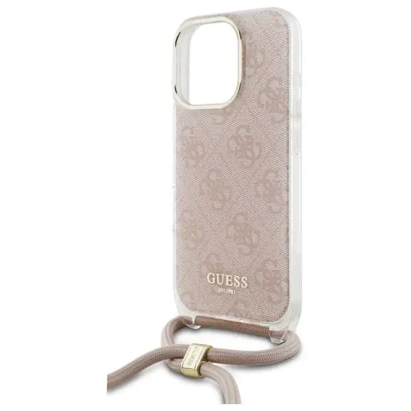 Guess Crossbody Cord 4G Print Case with Lanyard for iPhone 16 Pro - Pink - Cell phone cases and covers<<<HurtelXML