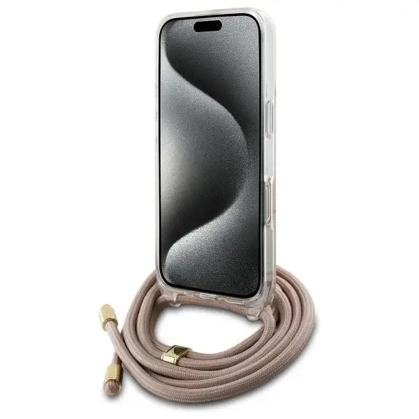 Guess Crossbody Cord 4G Print Case with Lanyard for iPhone 16 Pro - Pink - Cell phone cases and covers<<<HurtelXML