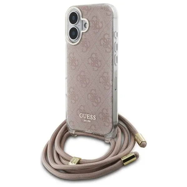 Guess Crossbody Cord 4G Print iPhone 16 Case - Pink - Cell phone cases and covers<<<HurtelXML