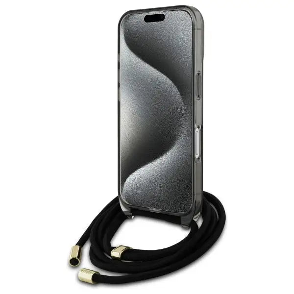 Guess Crossbody Cord Script MagSafe iPhone 16 Case - Black - Cell phone cases and covers<<<HurtelXML