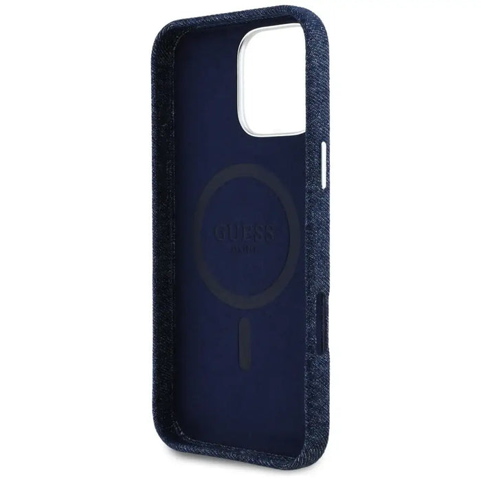 Guess Denim Triangle Logo MagSafe iPhone 16 Pro Case - Blue - Cell phone cases and covers<<<HurtelXML