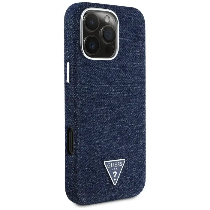 Guess Denim Triangle Logo MagSafe iPhone 16 Pro Case - Blue - Cell phone cases and covers<<<HurtelXML