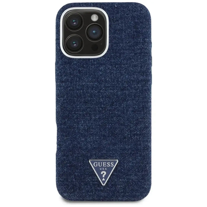 Guess Denim Triangle Logo MagSafe iPhone 16 Pro Max Case - Blue - Cell phone cases and covers<<<HurtelXML