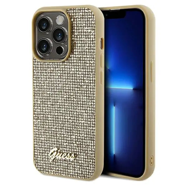 Guess Disco Metal Script case for iPhone 14 Pro Max - gold - Cell phone cases and covers<<<HurtelXML