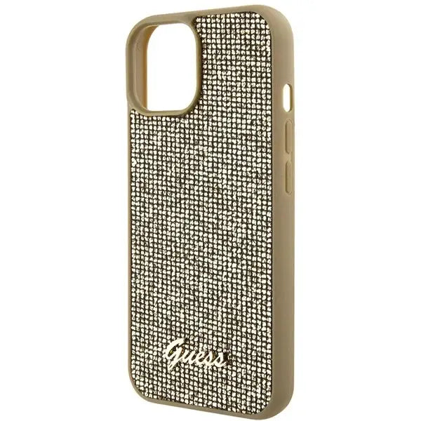 Guess Disco Metal Script case for iPhone 15 - gold - Cell phone cases and covers<<<HurtelXML