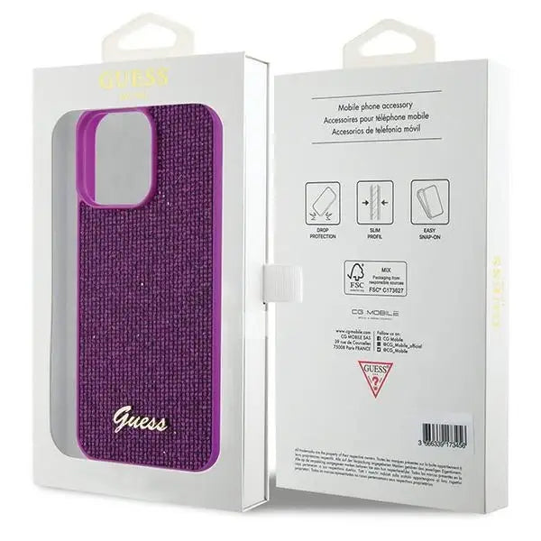 Guess Disco Metal Script case for iPhone 15 Pro Max - pink - Cell phone cases and covers<<<HurtelXML
