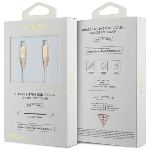 Guess Ebossed Logo USB-C / USB-C Cable 1.5m Fast Charging - Gold - Cell phone cables<<<HurtelXML
