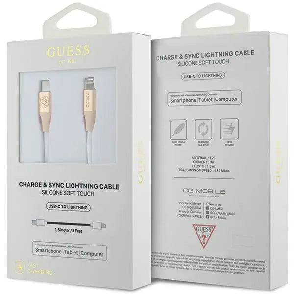 Guess Ebossed Logo USB-C / Lightning cable 1.5m fast charging - gold - Cell phone cables<<<HurtelXML