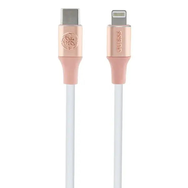 Guess Ebossed Logo USB-C / Lightning Cable 1.5m Fast Charging - Pink - Cell phone cables<<<HurtelXML