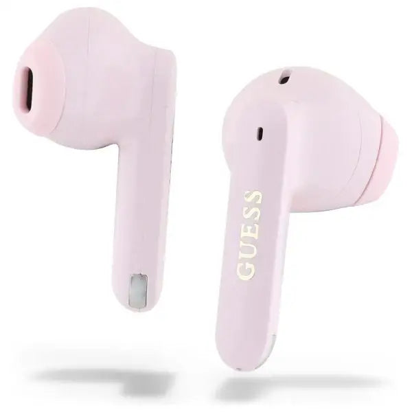 Guess Elongated Metalic Printed Logo Bluetooth TWS Headphones + Docking Station - Pink - Headphones