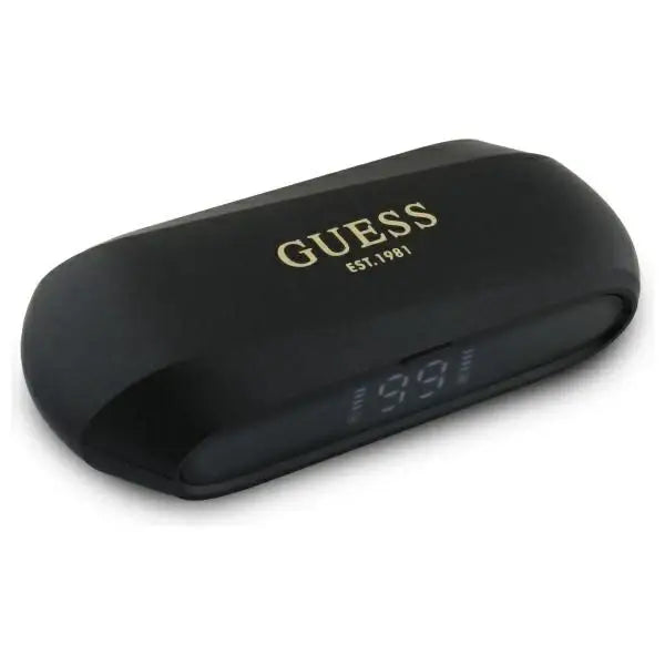 Guess Elongated Metallic Printed Logo Bluetooth TWS Headphones + Docking Station - Black - Headphones