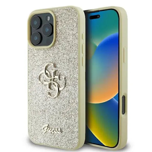 Guess Fixed Glitter Big 4G Case for iPhone 16 Pro - Gold - Cell phone cases and covers<<<HurtelXML