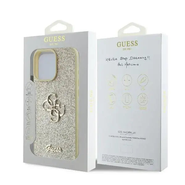 Guess Fixed Glitter Big 4G Case for iPhone 16 Pro - Gold - Cell phone cases and covers<<<HurtelXML