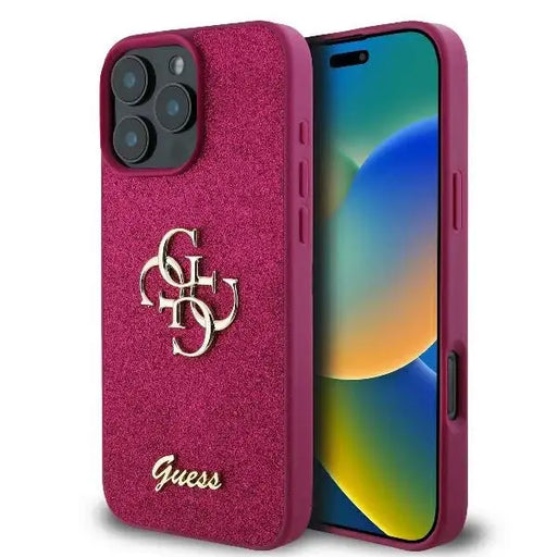 Guess Fixed Glitter Big 4G case for iPhone 16 Pro Max - purple - Cell phone cases and covers<<<HurtelXML