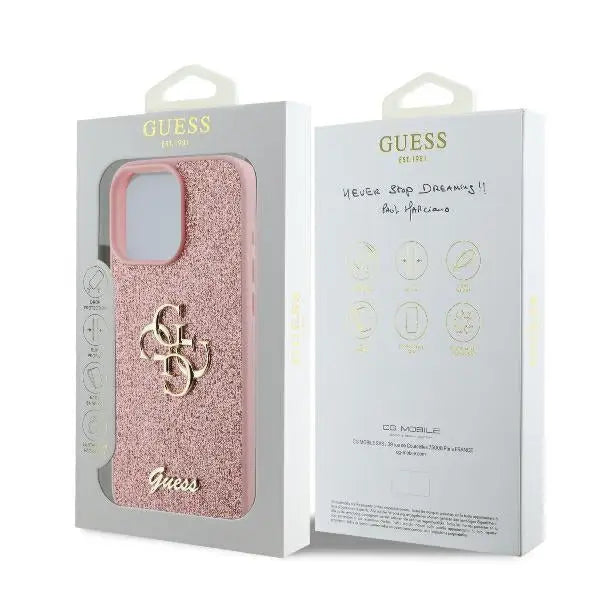 Guess Fixed Glitter Big 4G Case for iPhone 16 Pro - Pink - Cell phone cases and covers<<<HurtelXML