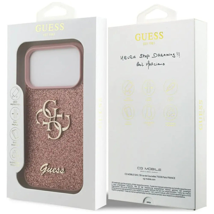 Guess Fixed Glitter Big 4G Case for iPhone 17 Pro - Pink - Cell phone cases and covers<<<HurtelXML