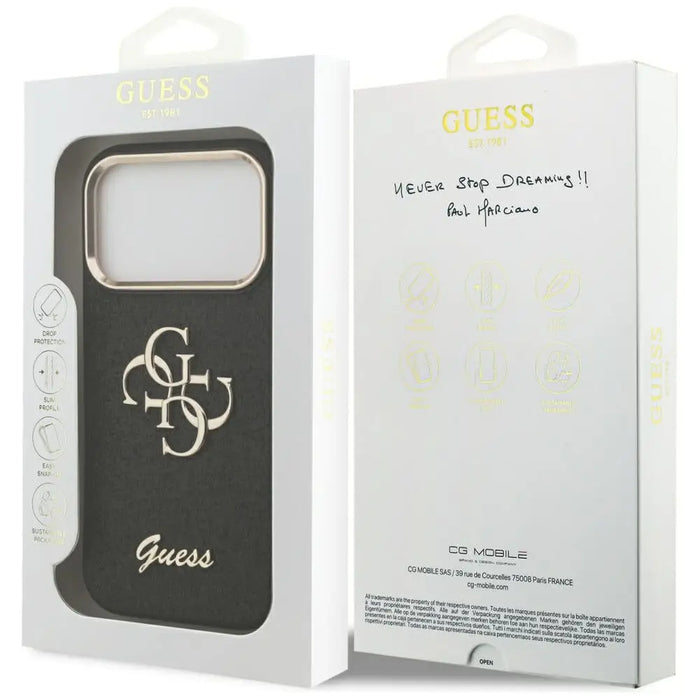 Guess Fixed Glitter Big 4G Metal Frame case for iPhone 17 Pro - black - Cell phone cases and covers<<<HurtelXML