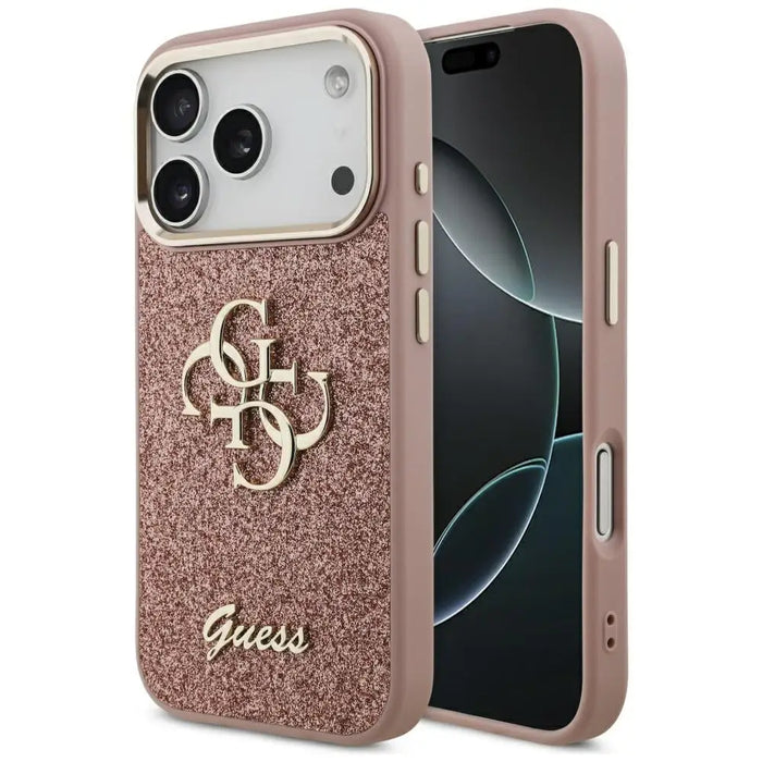 Guess Fixed Glitter Big 4G Metal Frame Case for iPhone 17 Pro - Pink - Cell phone cases and covers<<<HurtelXML