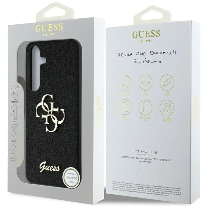 Guess Fixed Glitter Big 4G Metal Logo case for Samsung Galaxy S25 black - Cell phone cases and covers<<<HurtelXML