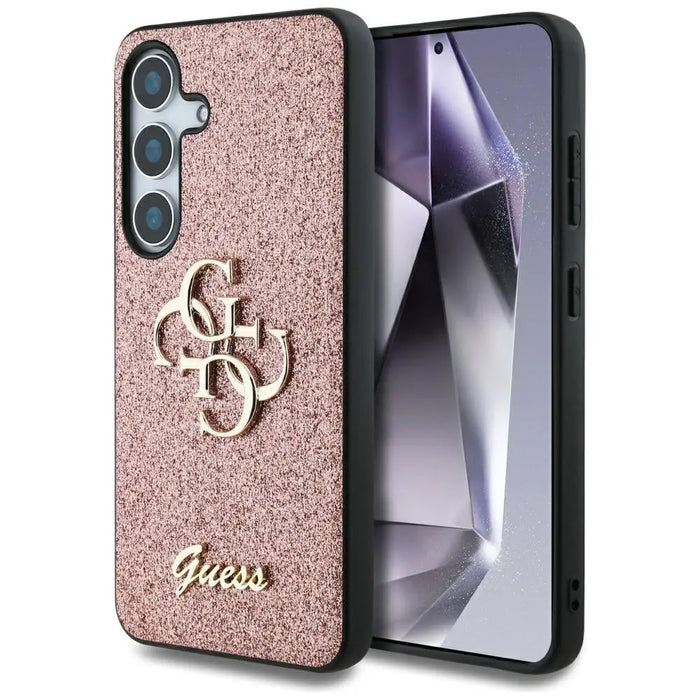 Guess Fixed Glitter Big 4G Metal Logo Case for Samsung Galaxy S25 Pink - Cell phone cases and covers<<<HurtelXML