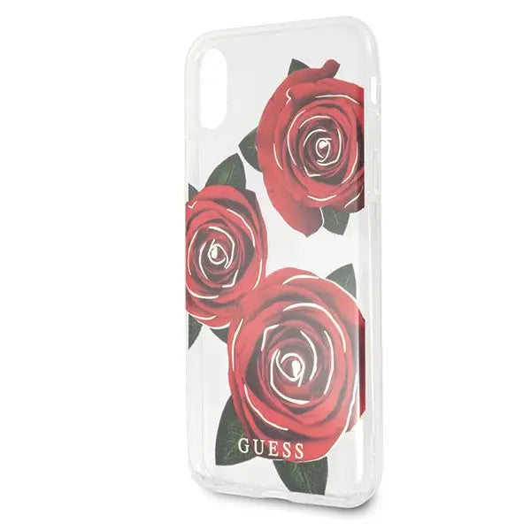 Guess Flower Desire Red Rose iPhone X Case - Transparent - Cell phone cases and covers<<<HurtelXML