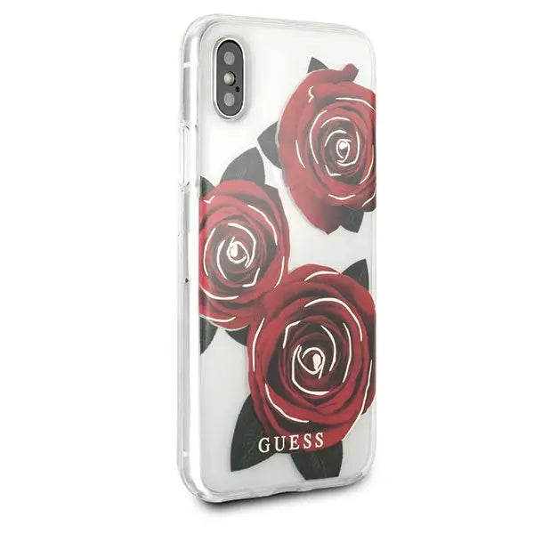 Guess Flower Desire Red Rose iPhone X Case - Transparent - Cell phone cases and covers<<<HurtelXML