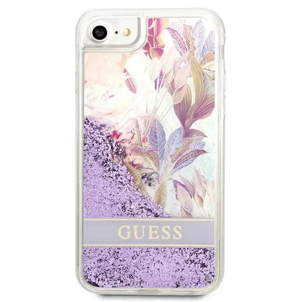 Guess Flower Liquid Glitter case for iPhone SE 2022 / SE 2020 / 7 / 8 - purple - Cell phone cases and covers<<<HurtelXML