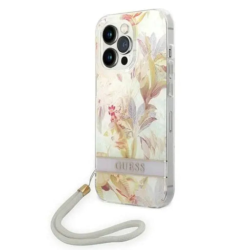 Guess Flower Strap iPhone 14 Pro 6.1’’ Case - Purple - Cell phone cases and covers<<<HurtelXML