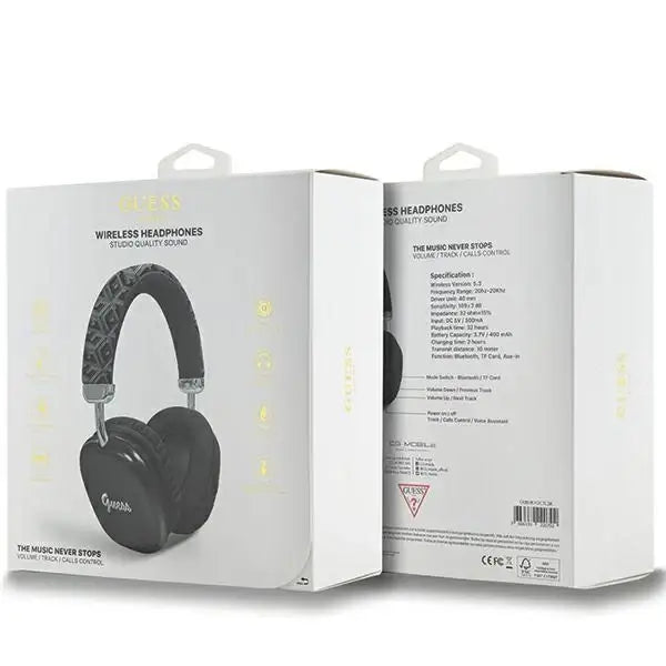 Guess GCube Metallic Script Logo Headphones - Black - Headphones and speakers<<<HurtelXML