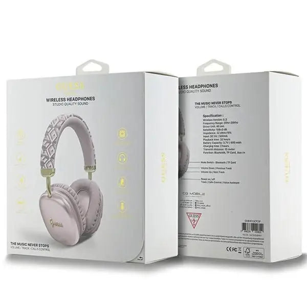 Guess GCube Metallic Script Logo Headphones - Pink - Headphones and speakers<<<HurtelXML