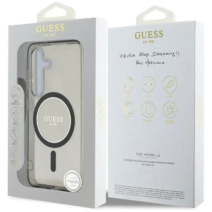 Guess Glitter Circle Classic Logo MagSafe case for Samsung Galaxy S25 black - Cell phone cases and covers<<<HurtelXML