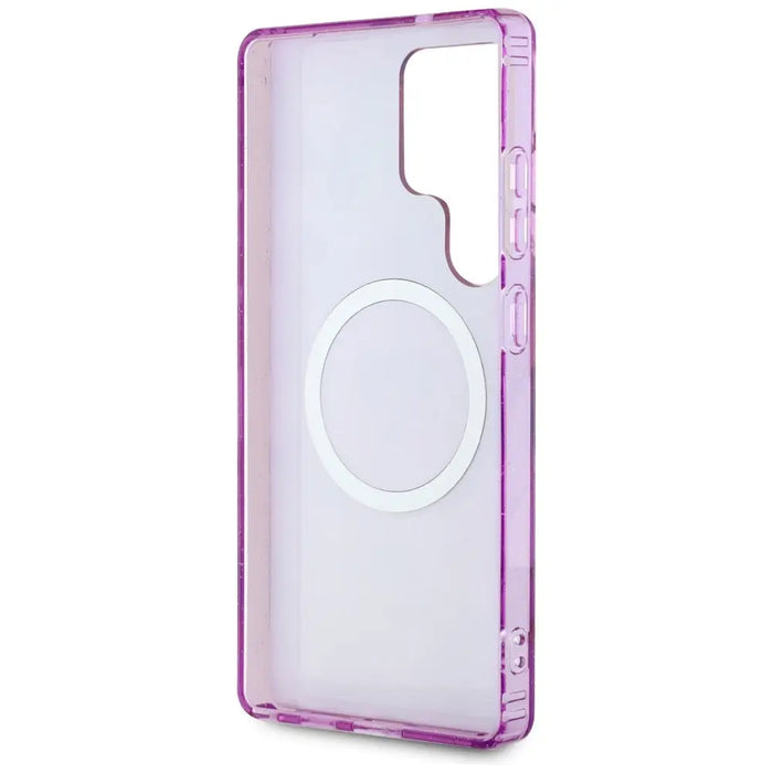 Guess Glitter Flowers Triangle Buttons MagSafe case for Samsung Galaxy S25 Ultra - purple - Cell phone cases