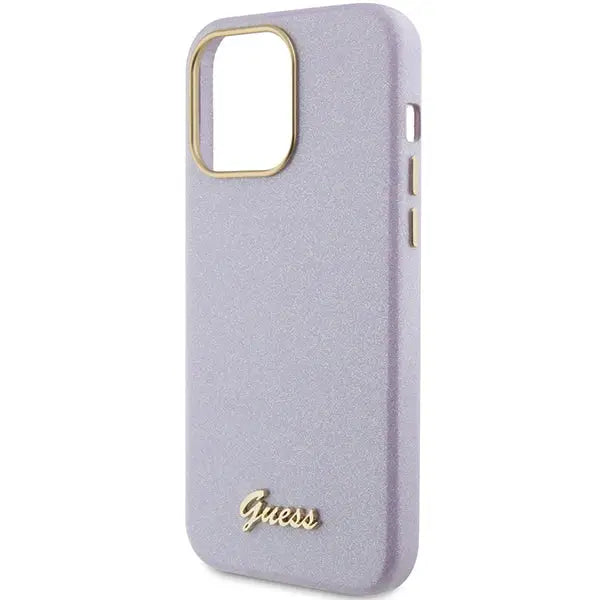 Guess Glitter Glossy Script case for iPhone 15 Pro Max - lilac - Cell phone cases and covers<<<HurtelXML