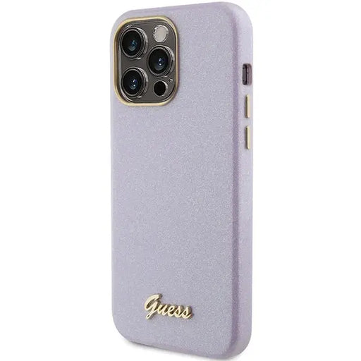 Guess Glitter Glossy Script case for iPhone 15 Pro Max - lilac - Cell phone cases and covers<<<HurtelXML