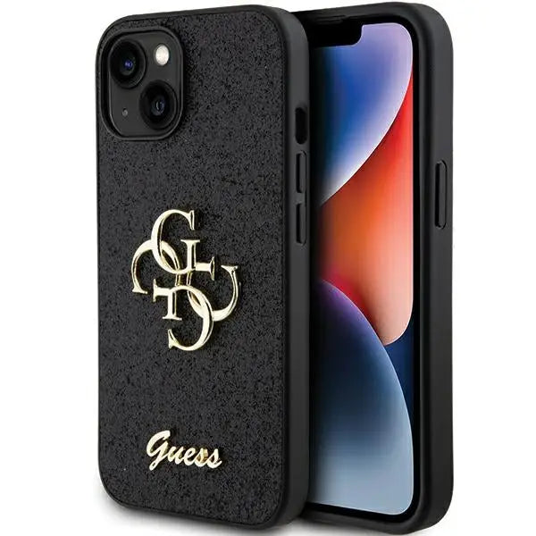 Guess Glitter Script Big 4G case for iPhone 15 - black - Cell phone cases and covers<<<HurtelXML