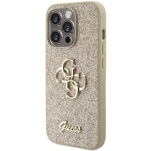 Guess Glitter Script Big 4G iPhone 15 Pro Case - Gold - Cell phone cases and covers<<<HurtelXML