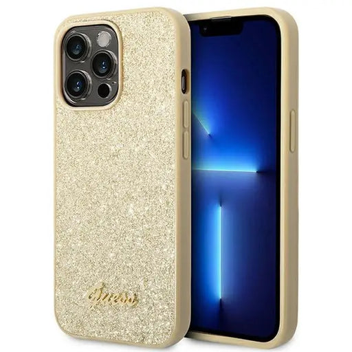 Guess Glitter Script Case for iPhone 14 Pro - Gold - Cell phone cases and covers<<<HurtelXML