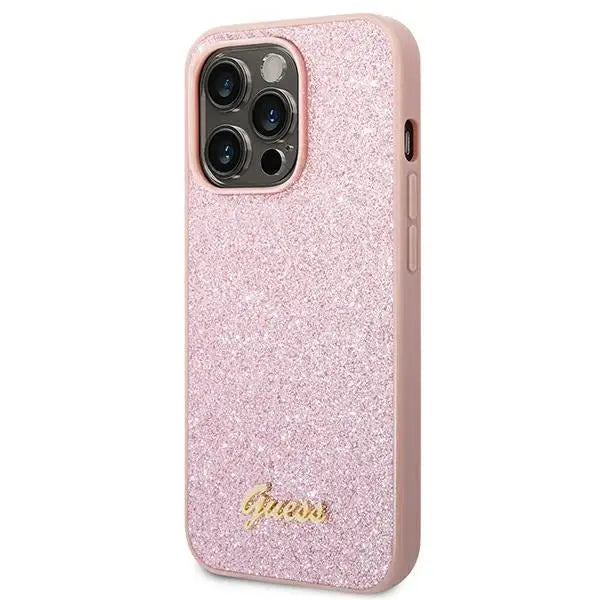Guess Glitter Script Case for iPhone 14 Pro Max - Pink - Cell phone cases and covers<<<HurtelXML