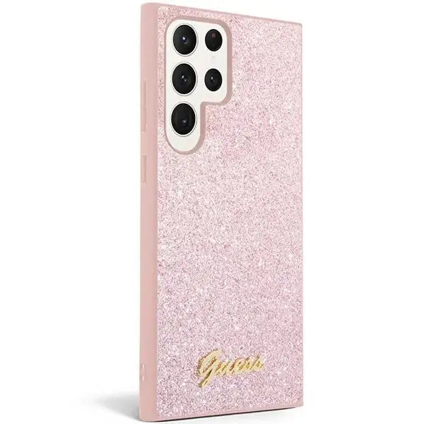 Guess Glitter Script case for Samsung Galaxy S24 Ultra - pink - Cell phone cases and covers<<<HurtelXML