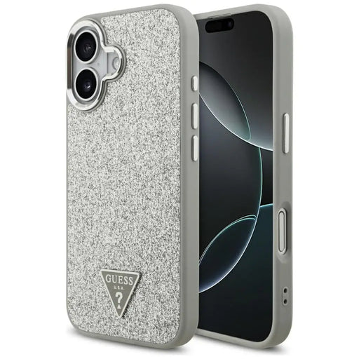 Guess Glitter Triangle Logo MagSafe case for iPhone 17 - silver - Cell phone cases and covers<<<HurtelXML